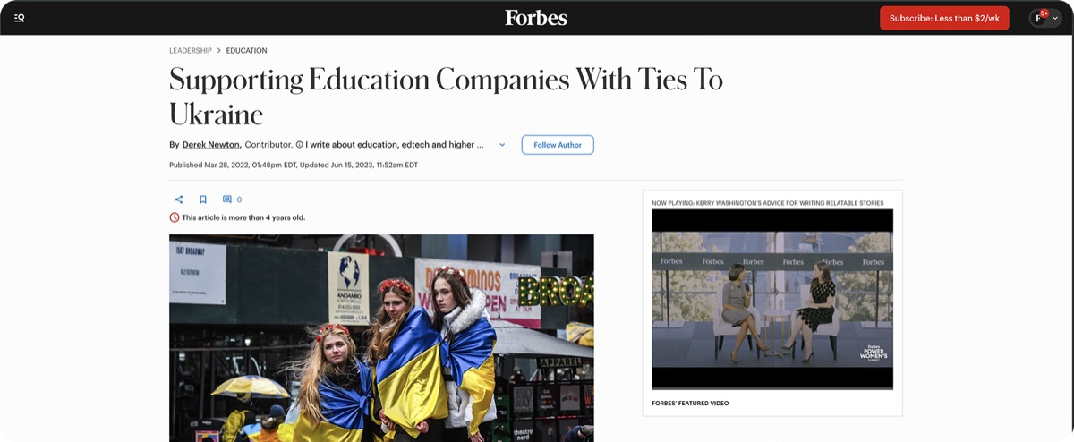 Supporting Education Companies With Ties To Ukraine