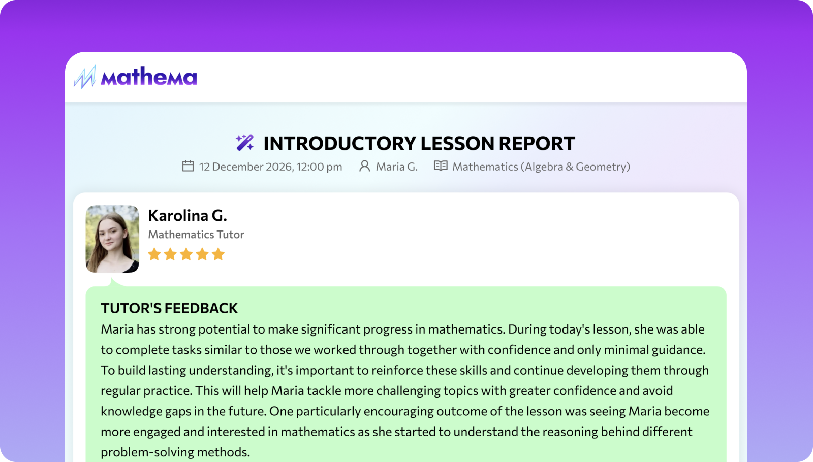 Tutor's feedback