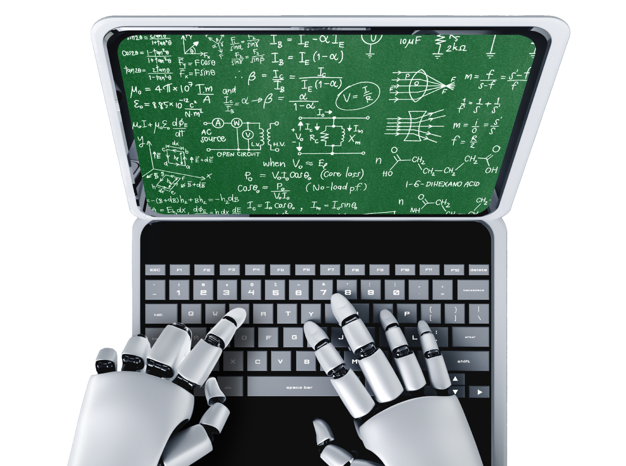 PIC Robot hands are typing on a laptop